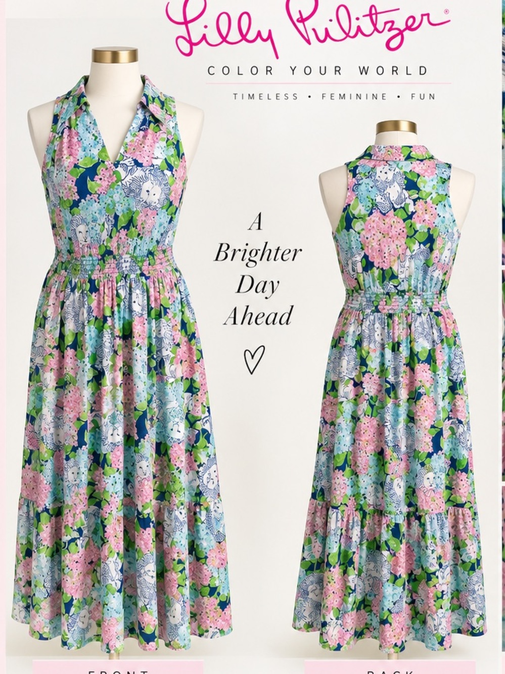 Lilly Pulitzer Blue Pink Green Floral Halter Maxi Dress
